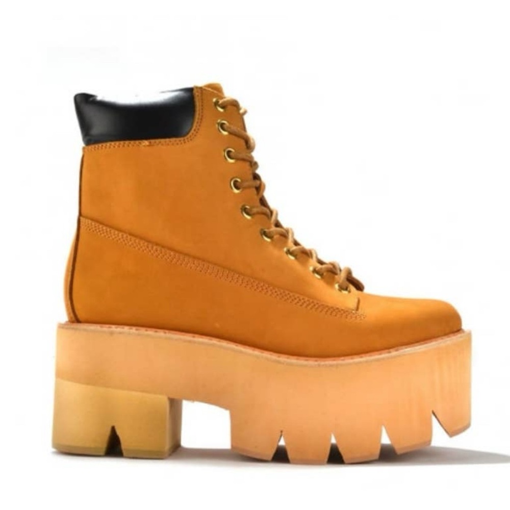 Jeffrey Campbell Mustard and Beige Platform Boots - Picture 2 of 3